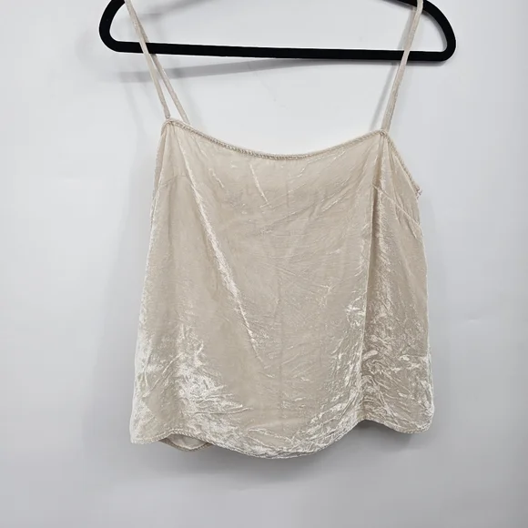 Reformation Ross Velvet Silk Cami Top Beige Neutral‎ Straight Neckline Size M - Picture 3 of 7
